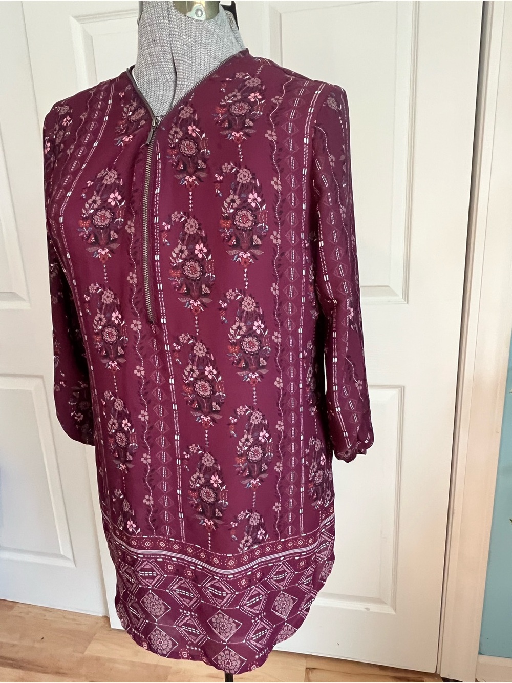 maurices Maroon Floral Print Blouse